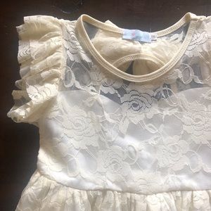 Just Couture Ivory Lace Floor Length Kids Dress